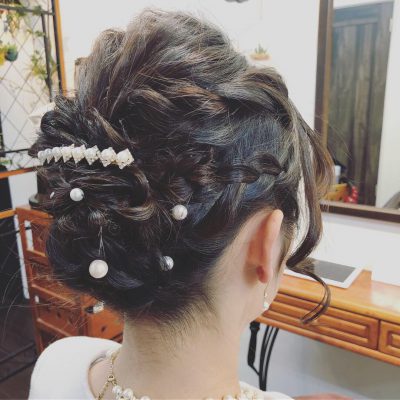 結婚式のヘアセットを 朝から幸せもらえました 千里丘 美容室